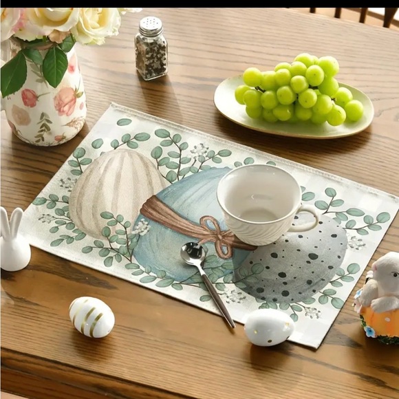 New 4pc Easter placemats Robin Egg Modern Grey Blue Decor cottagecore - Picture 2 of 3